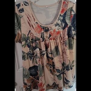 Tropical Print Short Sleeve Tunic